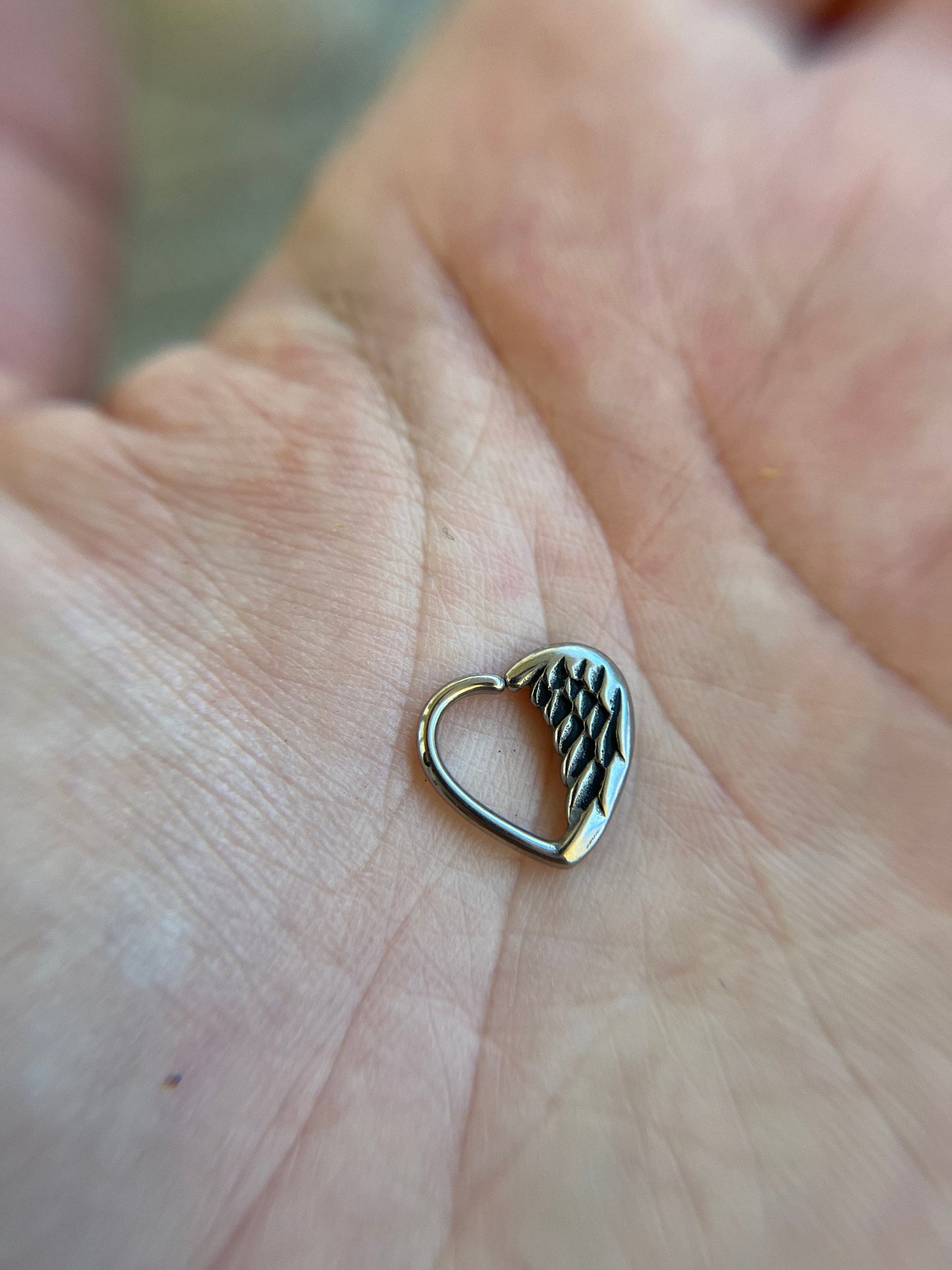 100% Solid Surgical Steel Angel Wing Heart Daith Cartilage Ear 16G (1.2mm) Piercing Jewelry Silver Earring Hypoallergenic 316L Left or Right
