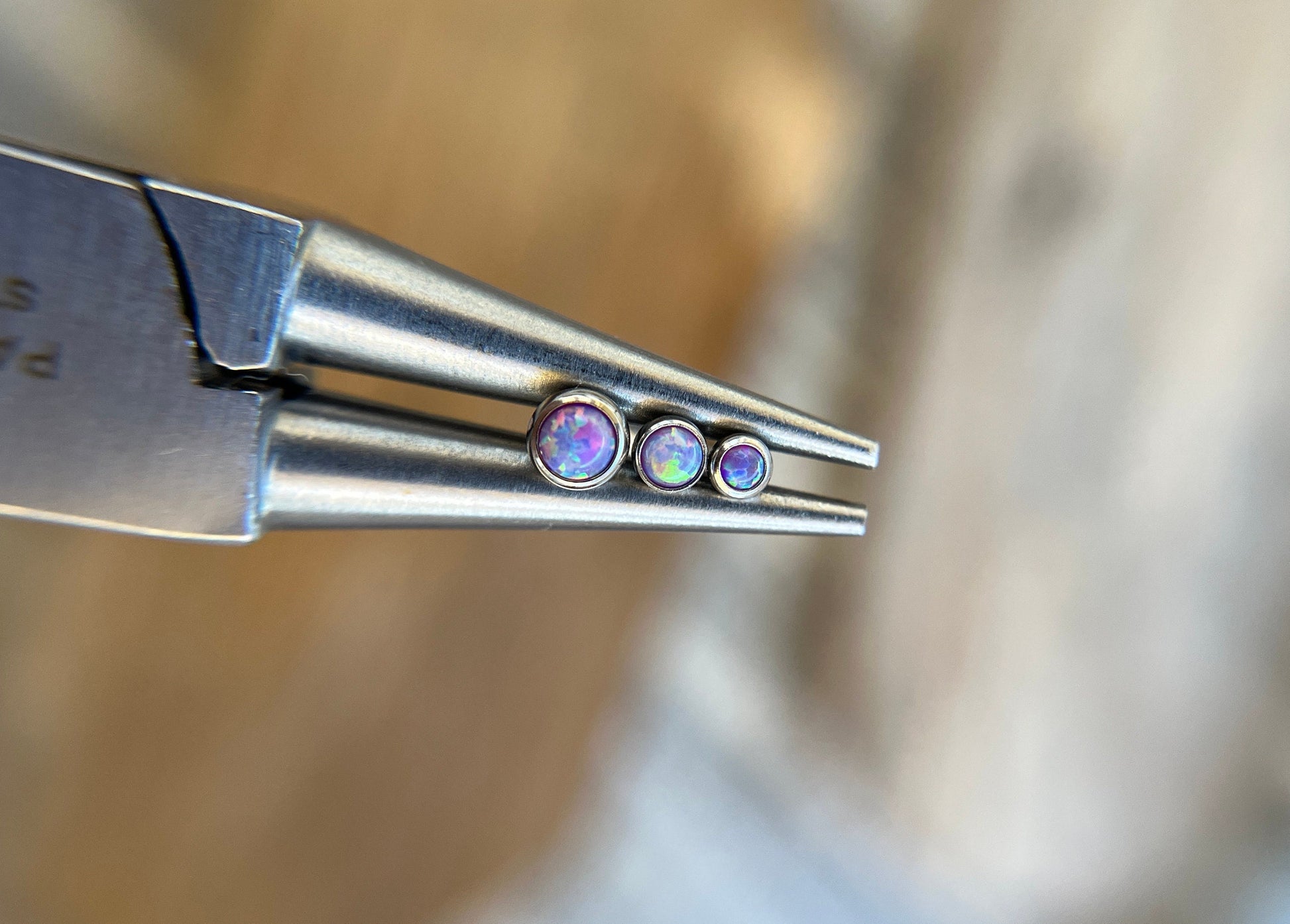 Lavender Purple Fire Opal Flatback Labret Hypoallergenic Surgical Steel 18G (1.0mm) 16G (1.2mm) Cartilage Tragus Lip Labret Monroe Piercing