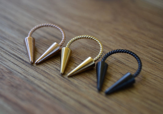 Gold Black Rose Twisted Titanium Ion Plated Long Spikes 16G (1.2mm) Horseshoe Ring Septum Piercing 316L Steel Spiked Twist Piercings