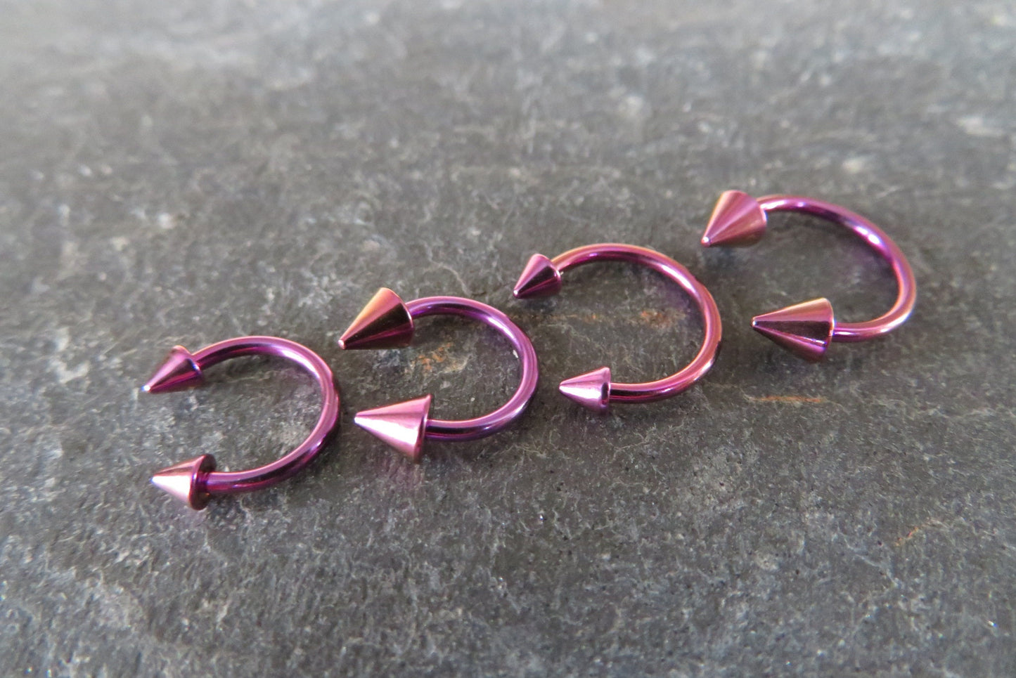 Purple Titanium Ion Plated Spiked 16G (1.2mm) Horseshoe Ring Septum Piercing 316L Surgical Steel Spikes