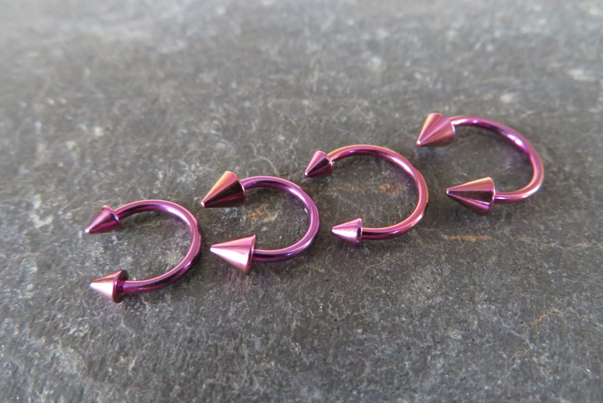 Purple Titanium Ion Plated Spiked 16G (1.2mm) Horseshoe Ring Septum Piercing 316L Surgical Steel Spikes