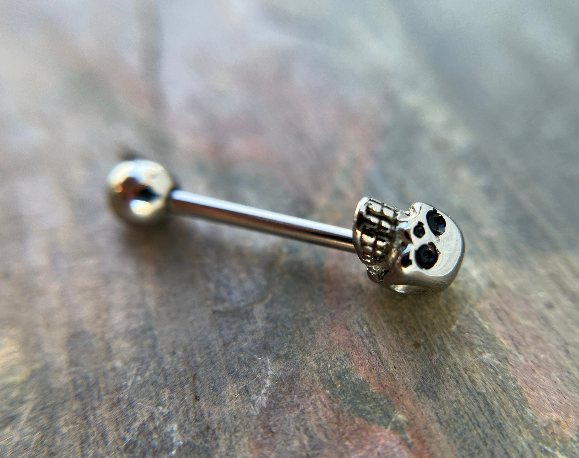 100% Solid 316L Surgical Steel Skull Nipple or Tongue Ring Barbells Bars 14G (1.6mm) Piercing Bar Tarnish-Free Hypoallergenic Witchy Spooky