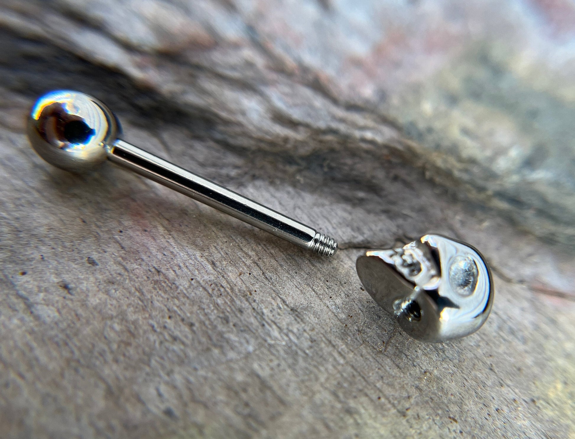 100% Solid 316L Surgical Steel Skull Nipple or Tongue Ring Barbells Bars 14G (1.6mm) Piercing Bar Tarnish-Free Hypoallergenic Witchy Spooky