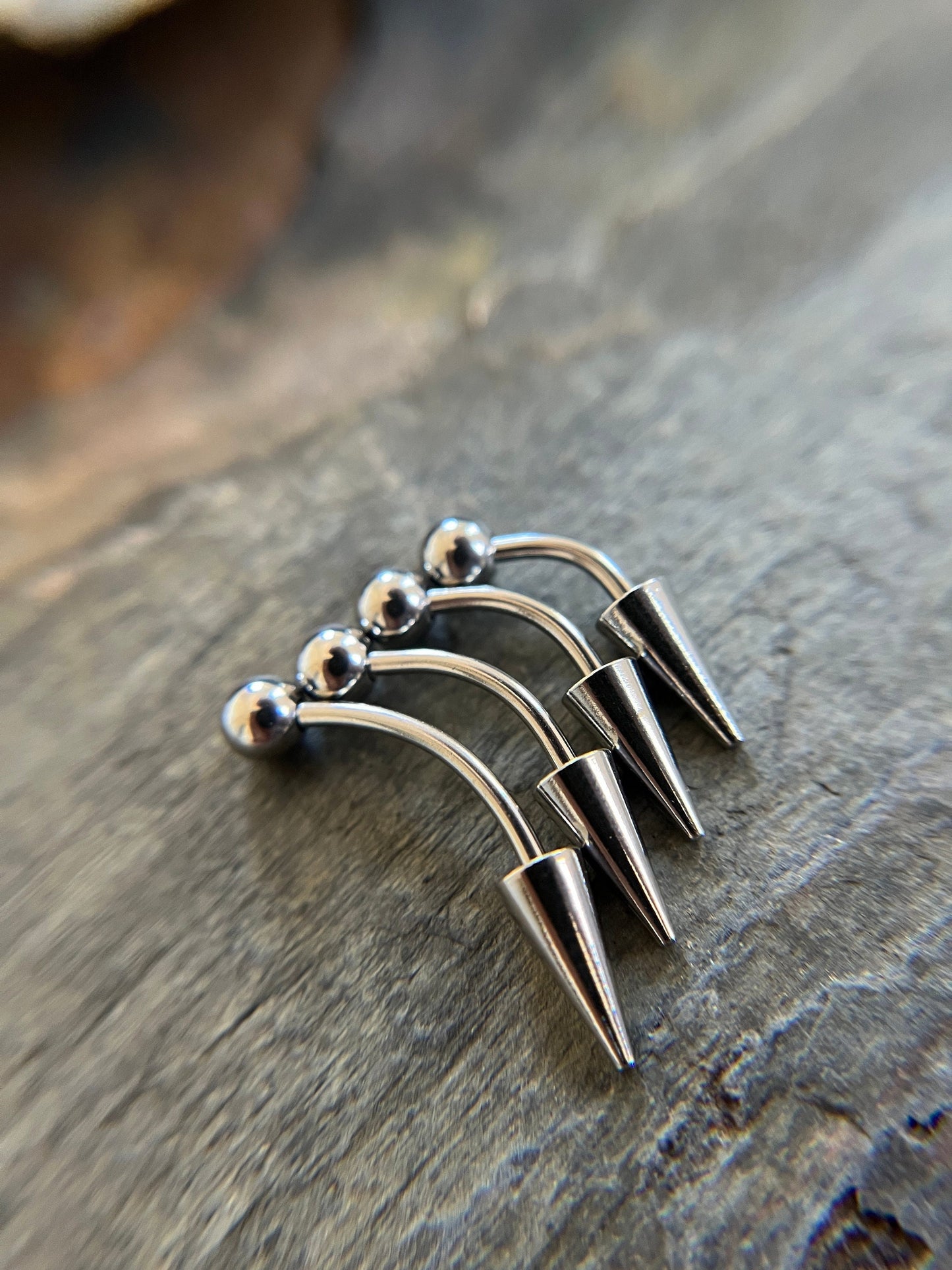 100% Surgical Steel Custom Length Barbell Curve Long Spike Vertical Lip 16G (1.2mm) Rook Eyebrow Lip Piercing Hypoallergenic Curved Bar