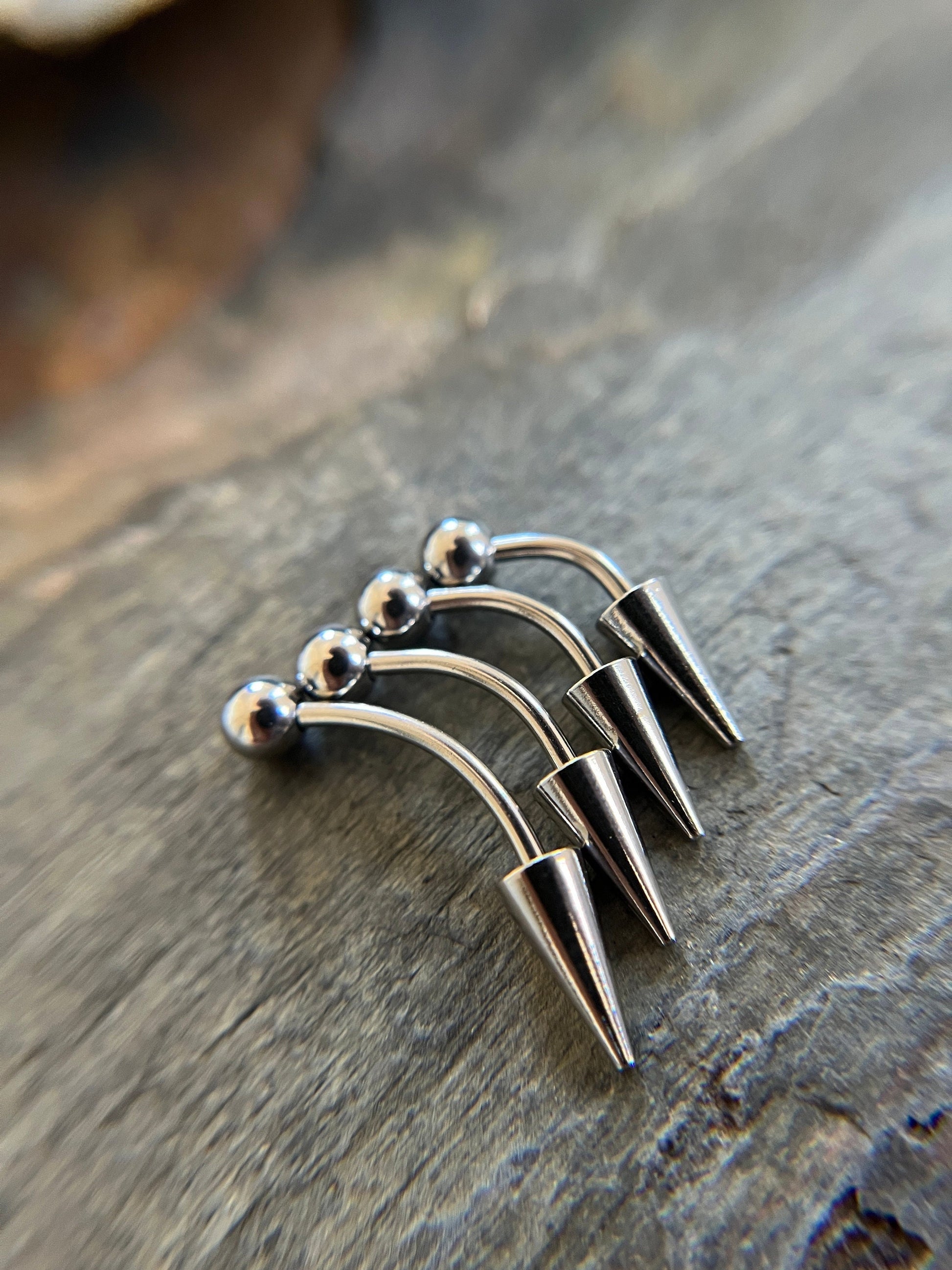 100% Surgical Steel Custom Length Barbell Curve Long Spike Vertical Lip 16G (1.2mm) Rook Eyebrow Lip Piercing Hypoallergenic Curved Bar