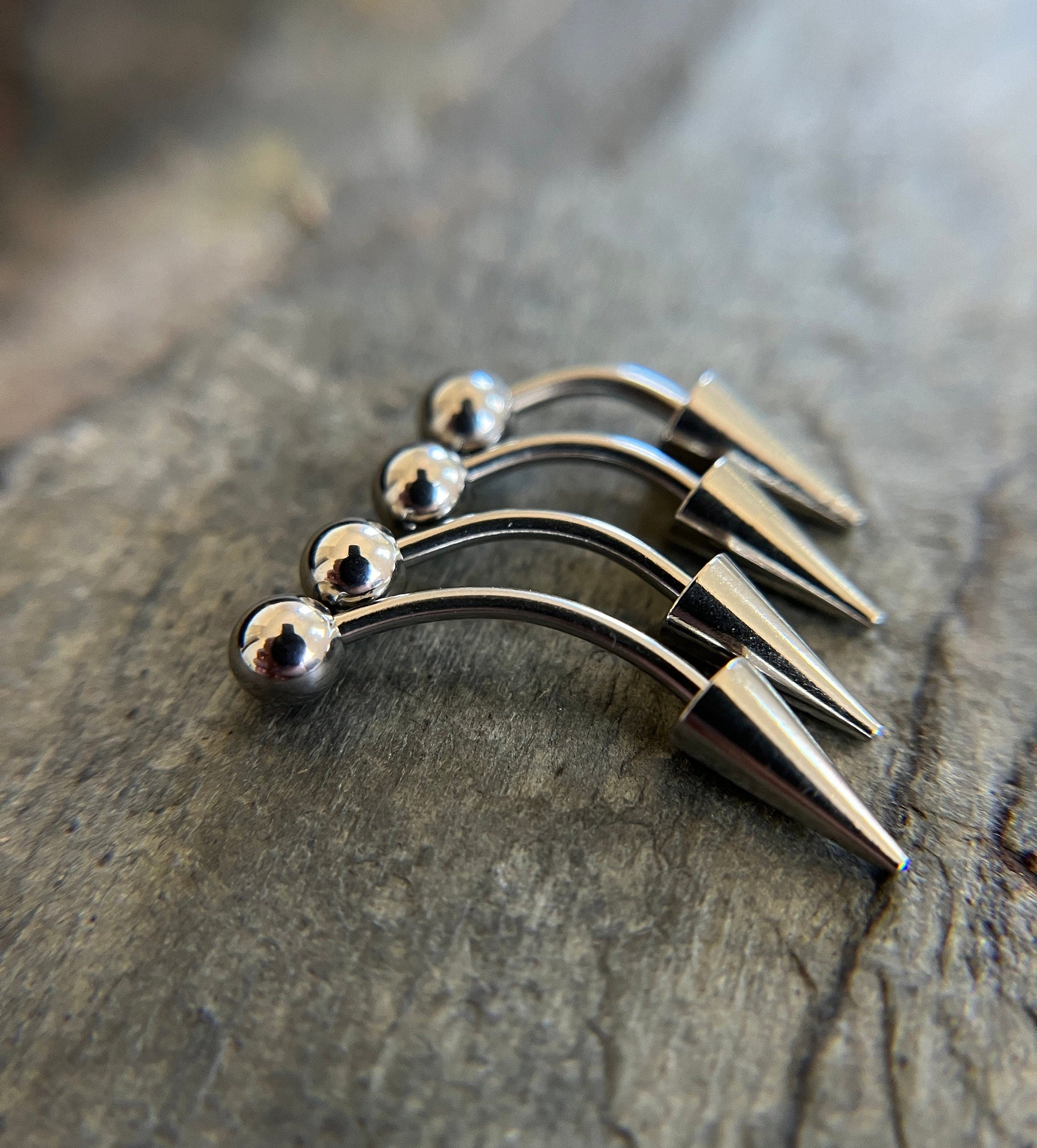 100% Surgical Steel Custom Length Barbell Curve Long Spike Vertical Lip 16G (1.2mm) Rook Eyebrow Lip Piercing Hypoallergenic Curved Bar
