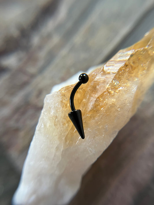 Single Black Titanium Plated Vertical Lip Curved Barbell Long Spike 16G (1.2mm) Eyebrow Rook Barbell Curve Piercing Surgical Steel Spikes