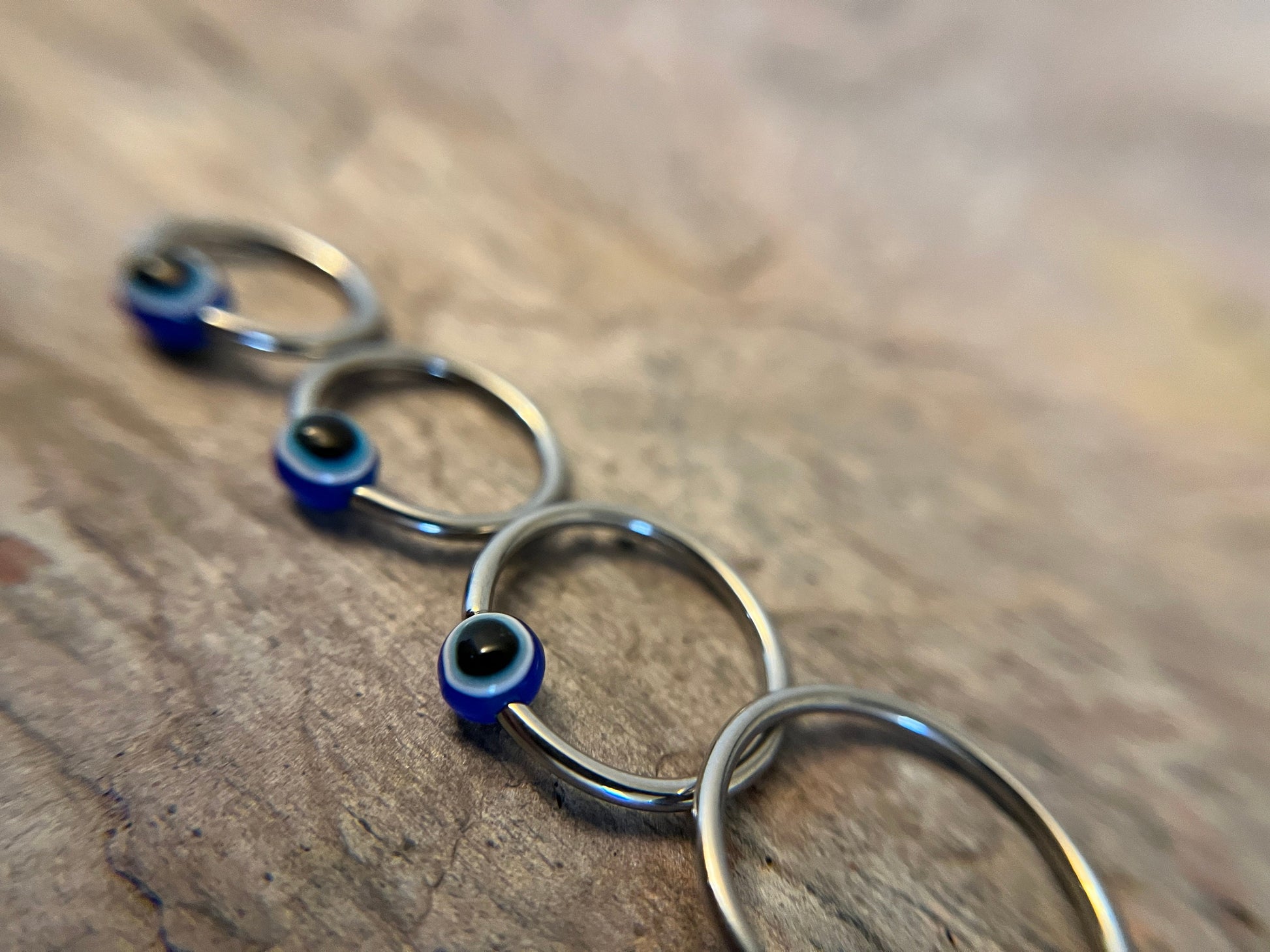 Blue Evil Eye Bead 316L Surgical Steel CBR Ring Hoop 16G (1.2mm) 14G (1.6mm) Nose Helix Septum Lip Piercing Resin Boho Hamsa Handmade