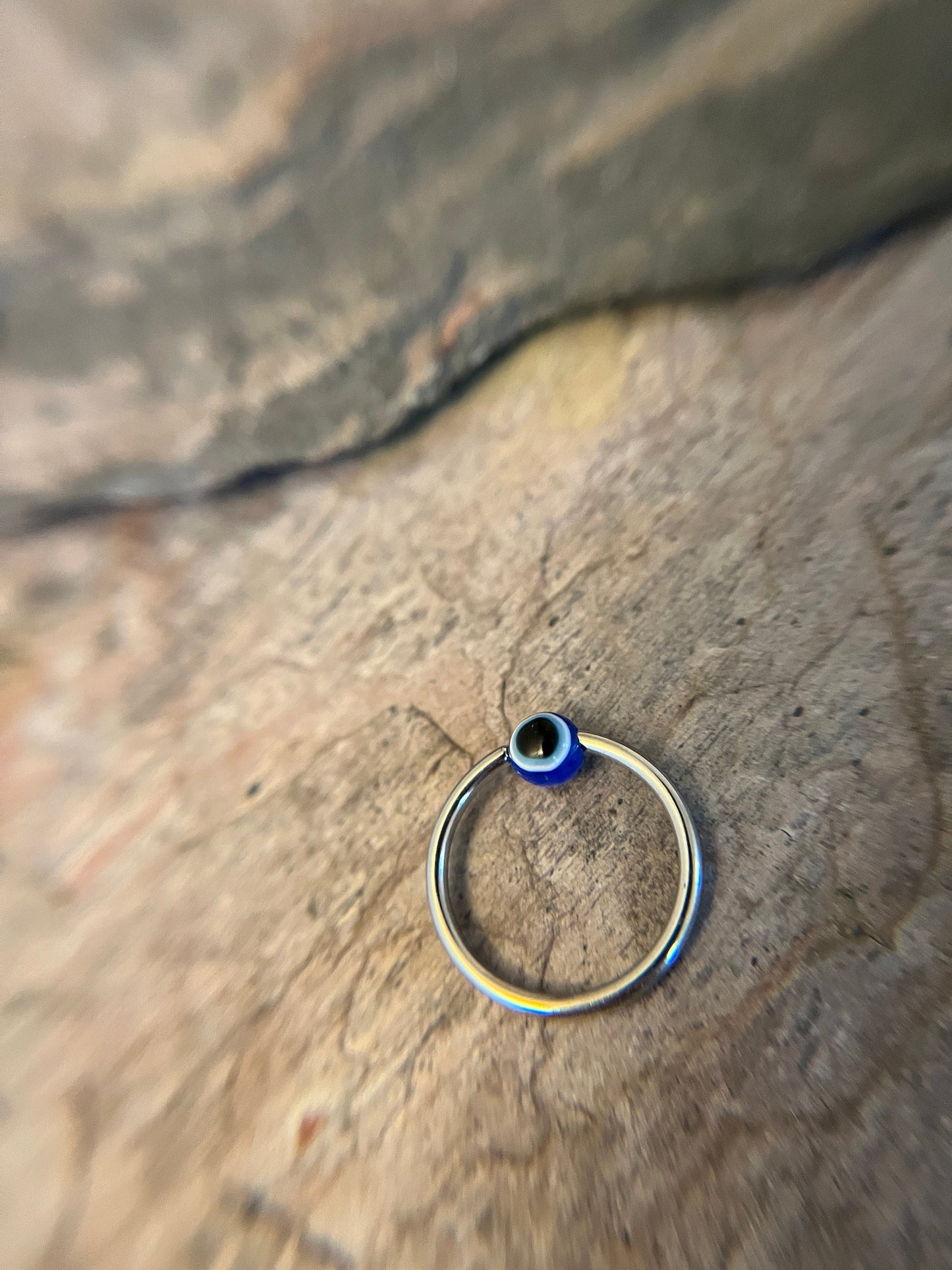 Blue Evil Eye Bead 316L Surgical Steel CBR Ring Hoop 16G (1.2mm) 14G (1.6mm) Nose Helix Septum Lip Piercing Resin Boho Hamsa Handmade