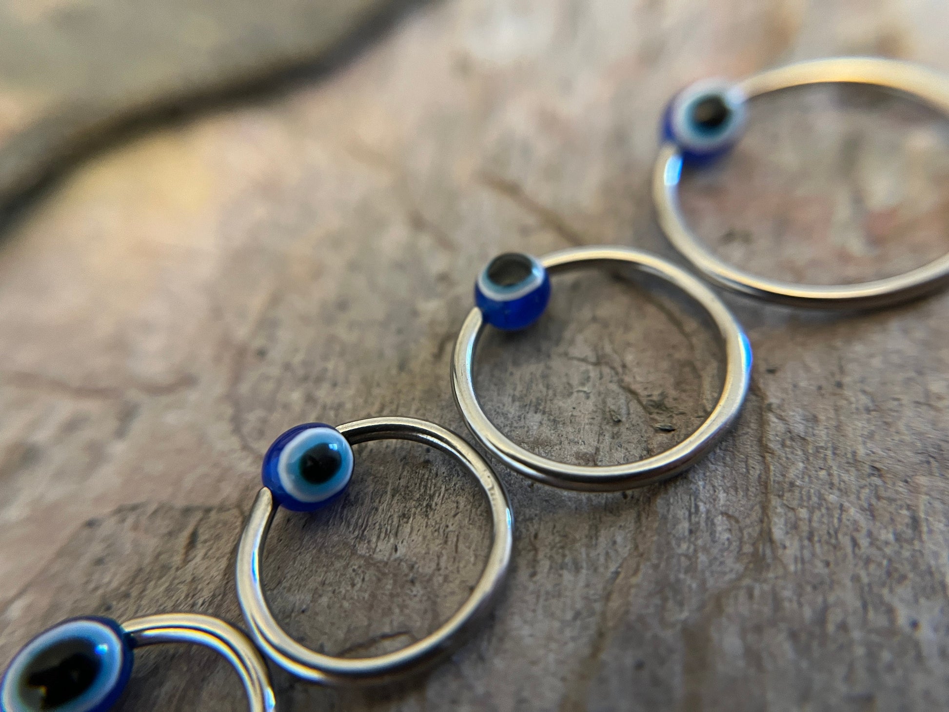 Blue Evil Eye Bead 316L Surgical Steel CBR Ring Hoop 16G (1.2mm) 14G (1.6mm) Nose Helix Septum Lip Piercing Resin Boho Hamsa Handmade