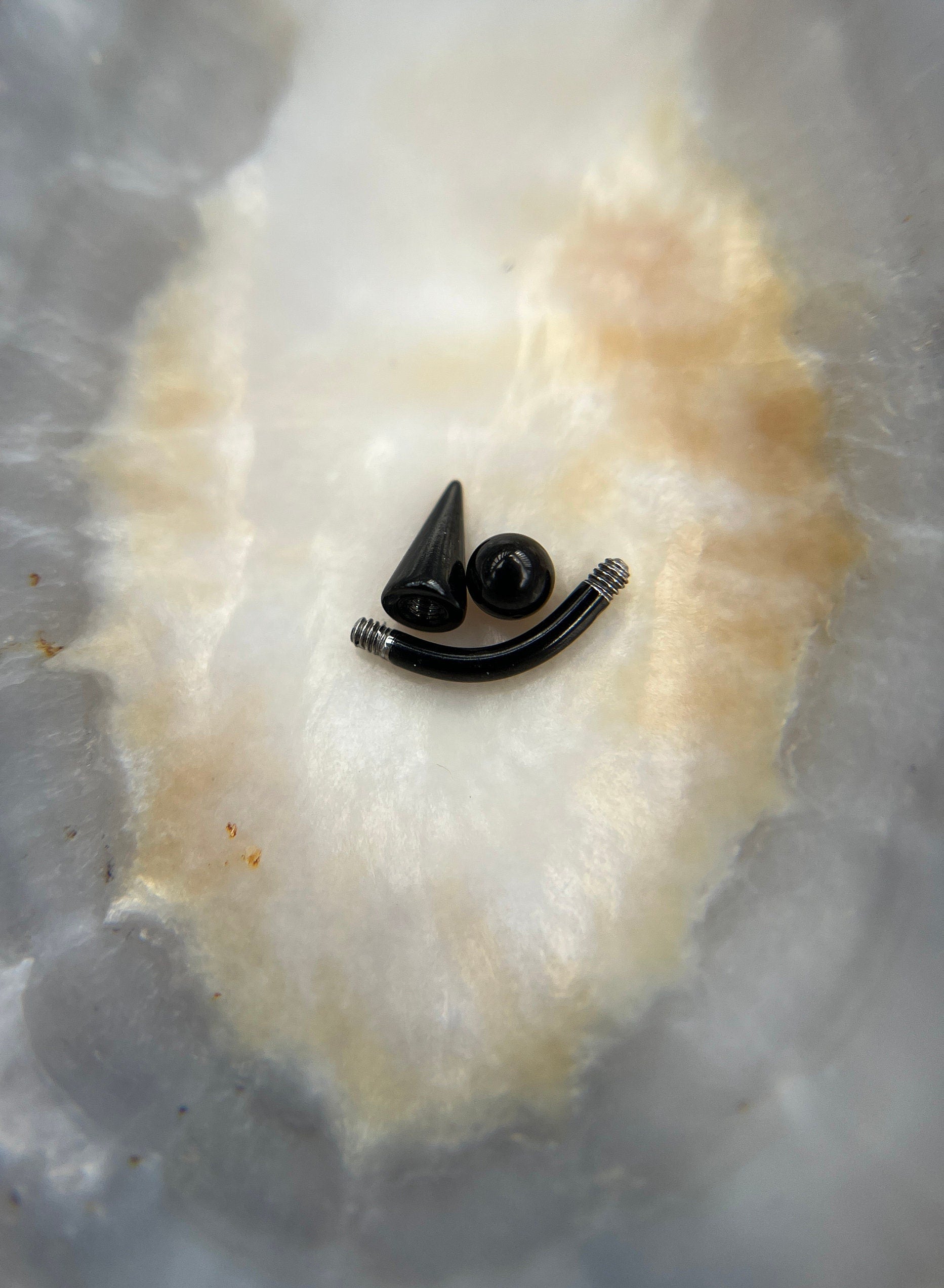 Pick Your Spike Length Single Black Titanium Plated Vertical Lip Curved Barbell Spiked 16G (1.2mm) Eyebrow Rook Barbell Piercing Curve