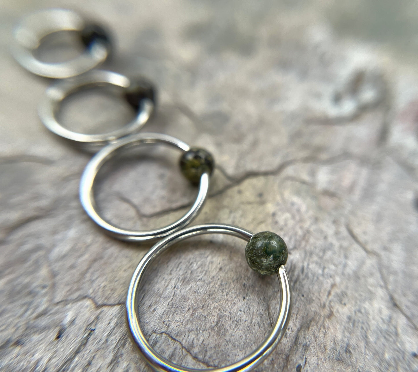 Natural Dragon's Blood Jasper Stone Bead Steel CBR Ring Hoop 16G (1.2mm) 14G (1.6mm) Nose Cartilage Septum Piercing Surgical Hypoallergenic