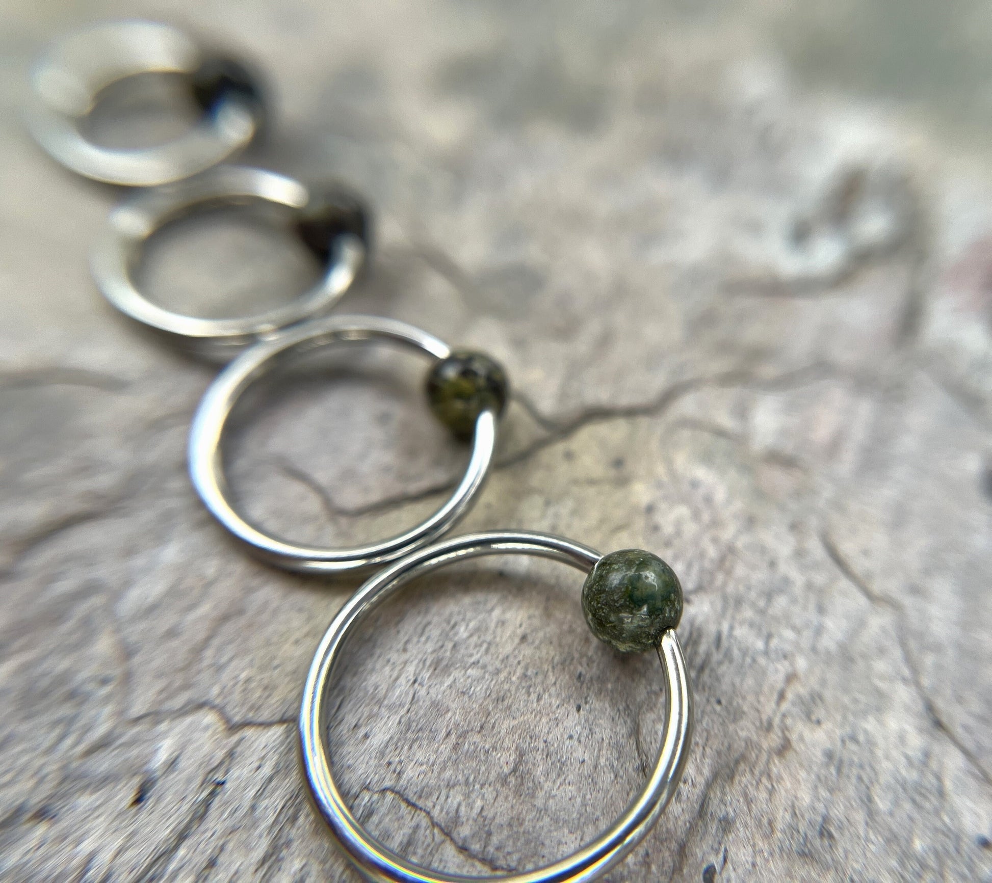 Natural Dragon's Blood Jasper Stone Bead Steel CBR Ring Hoop 16G (1.2mm) 14G (1.6mm) Nose Cartilage Septum Piercing Surgical Hypoallergenic