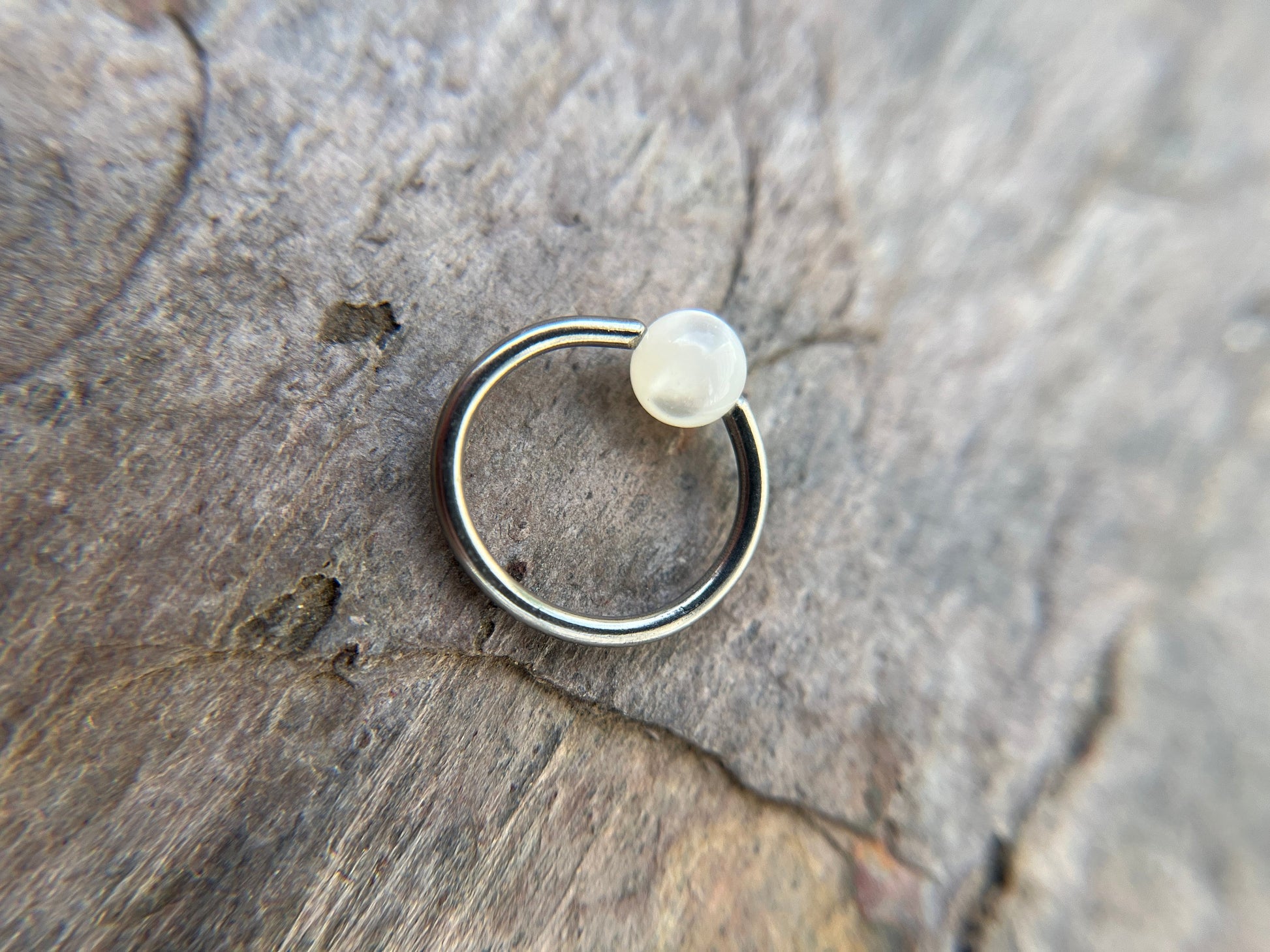 Pure Titanium T-23 Implant Grade Natural Mother of Pearl Shell Bead CBR Ring Hoop 16G (1.2mm) 14G (1.6mm) Nose Septum Helix Lip Piercing