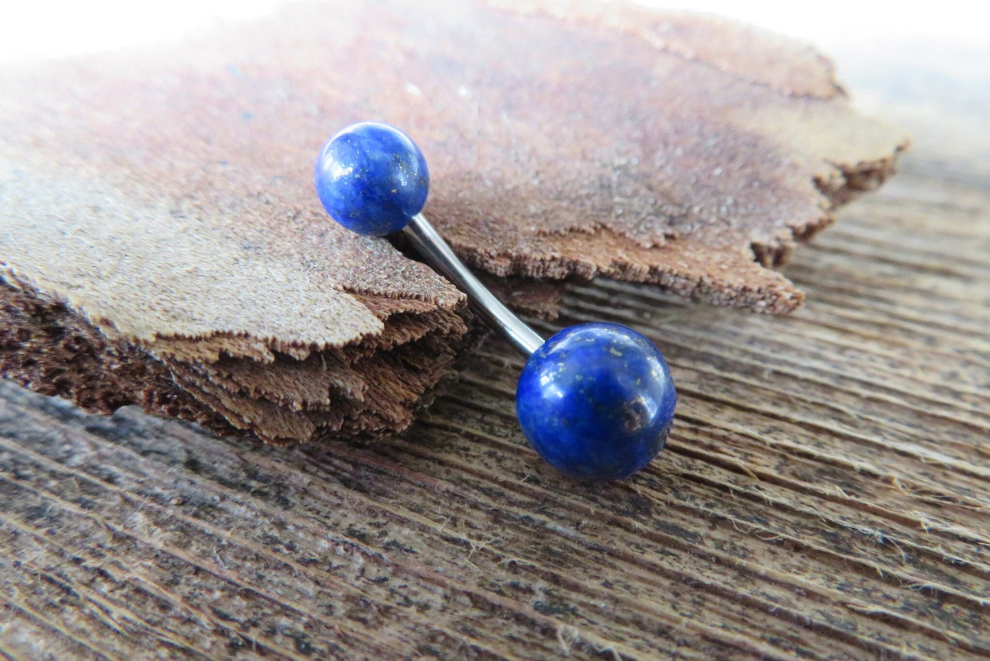 Pick Your Finish Color Lapis Lazuli Natural Stone 14G Curved Barbell