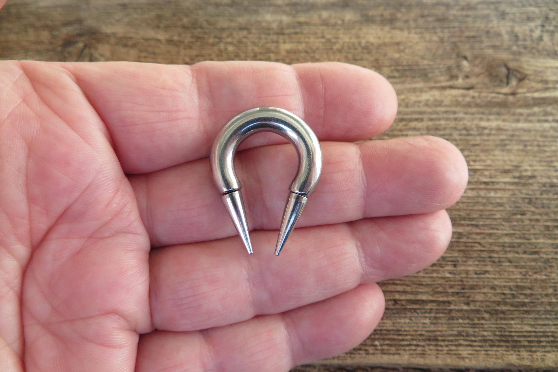 16G, 14G, 12G, 10G, 8G, 6G, 4G Gauge Horseshoe Extra Long 12mm Spikes Solid 316L Surgical Steel Horseshoe Spiked Septum Ring Hypoallergenic