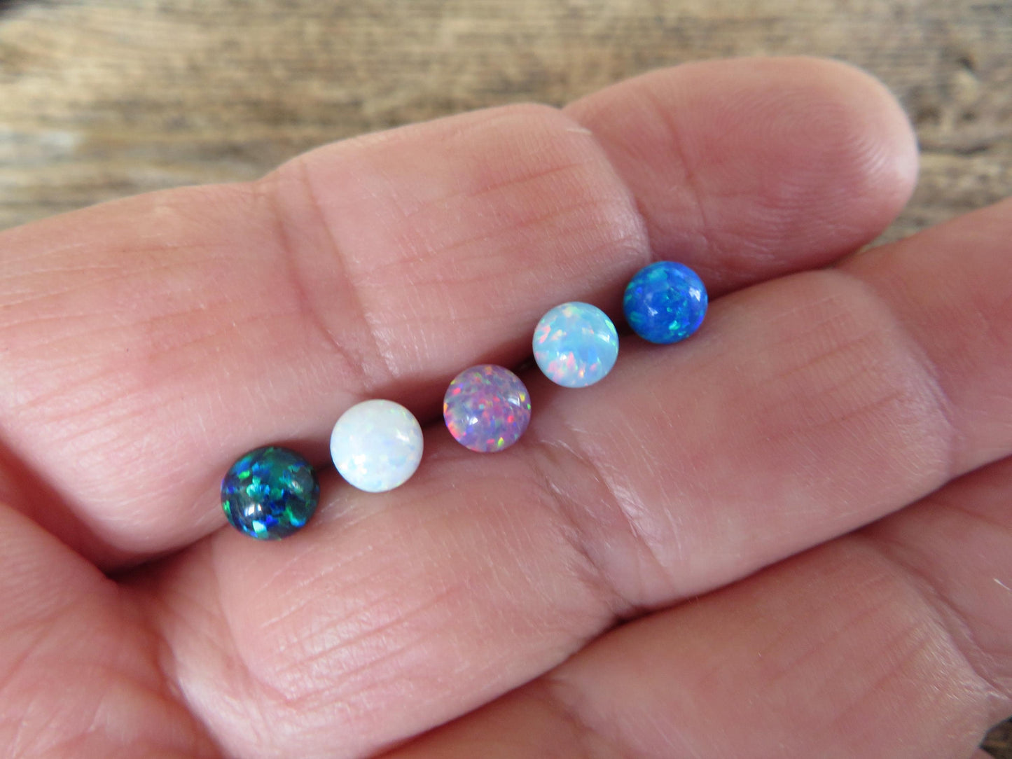 White Fire Opal Stone Surgical Steel or Solid Titanium Custom Length Industrial Scaffold Piercing Bar 14G (1.6mm) Barbell Hypoallergenic