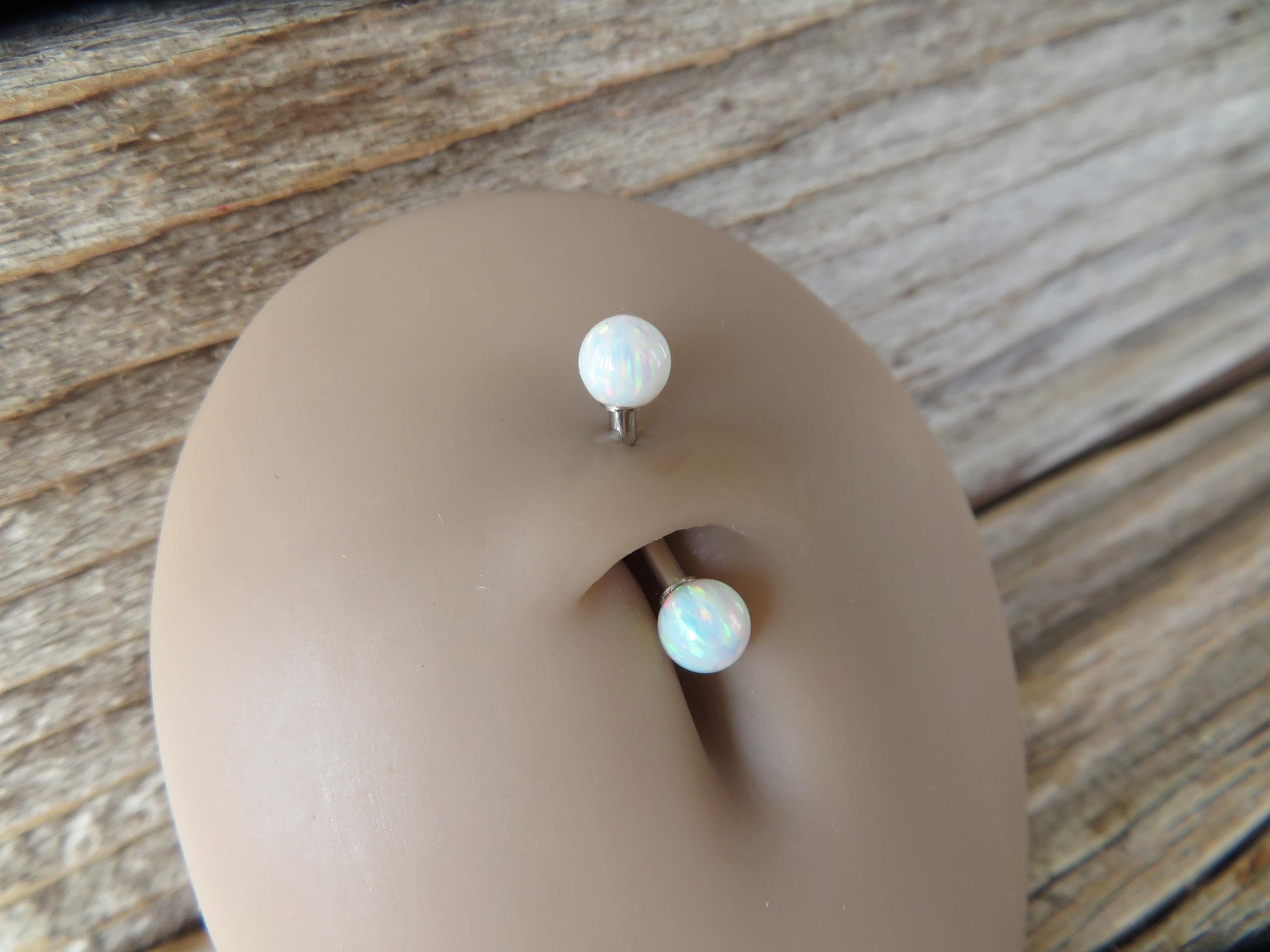 Lavender Fire Opal Stone Surgical Steel or Solid Titanium Custom Length Floating Belly Ring Curve VCH Piercing 14G (1.6mm) Curved Barbell