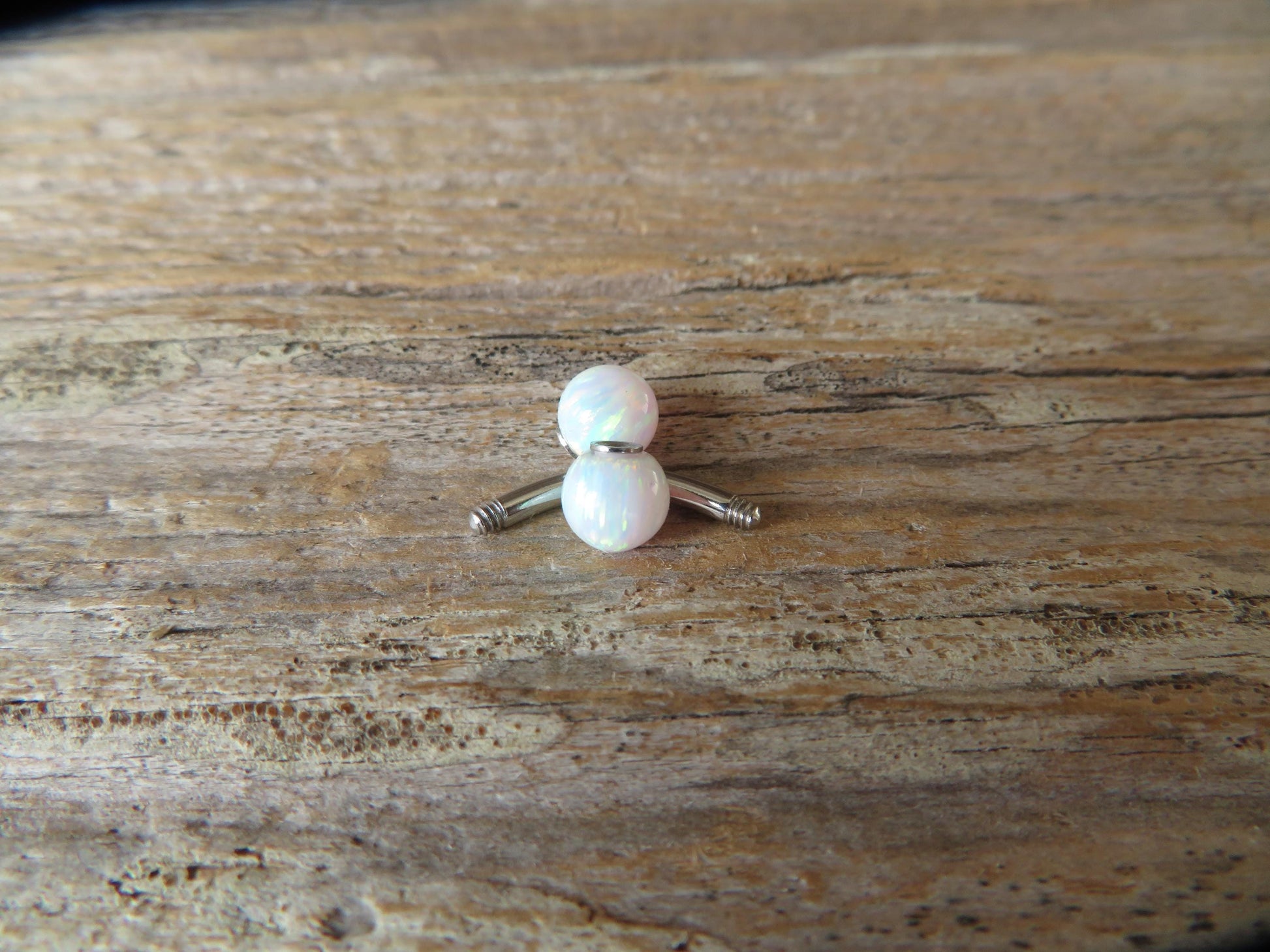 Lavender Fire Opal Stone Surgical Steel or Solid Titanium Custom Length Floating Belly Ring Curve VCH Piercing 14G (1.6mm) Curved Barbell