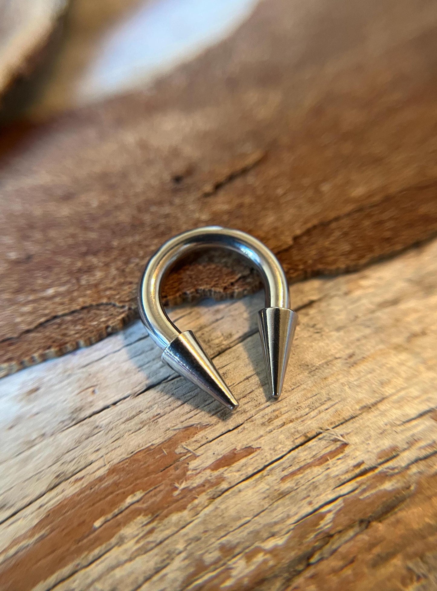 Petite Diameter THICK Gauge 12G (2.0mm) or 10G (2.5mm) Solid 316L Surgical Steel Horseshoe Spiked Septum Ring 3/8" 10mm Piercing Long Spikes