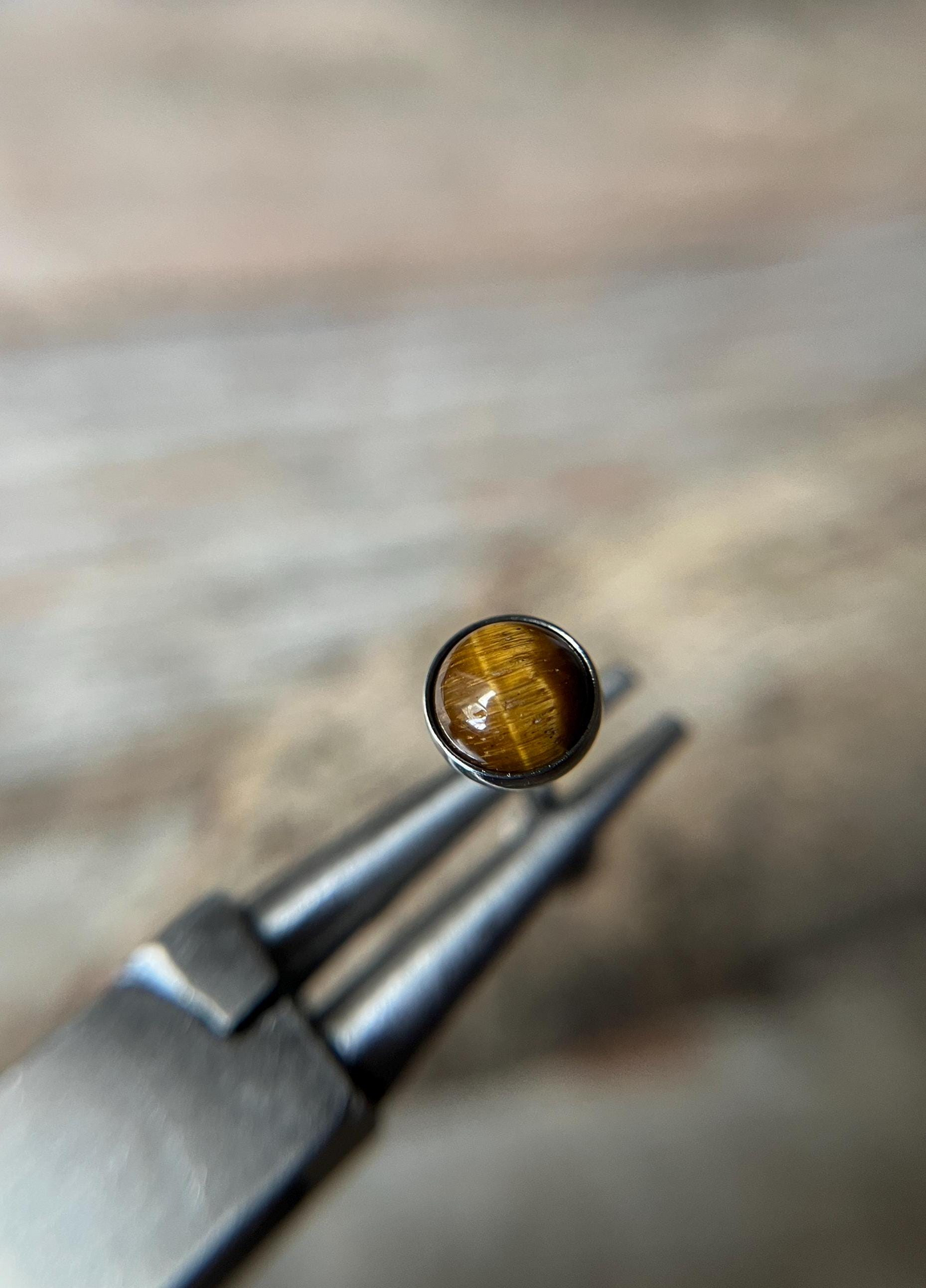 Yellow Tiger's Eye 6mm Natural Stone Tongue Piercing Barbell
