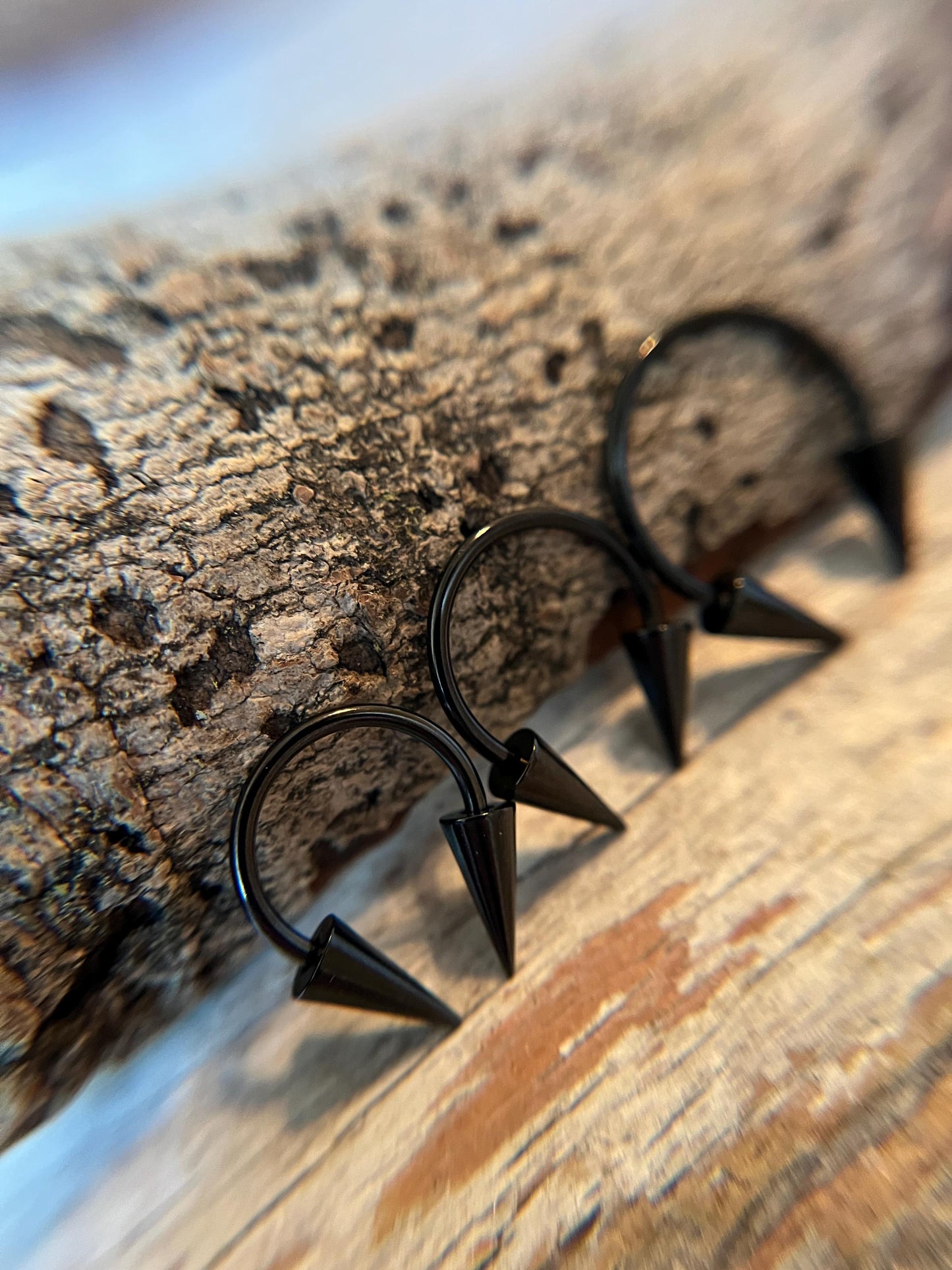 Large Diameter Size Options Black Titanium Plated 16G (1.2mm) Long Spikes Horseshoe Ring Septum Piercing Daith Helix Cartilage Nose Spiked