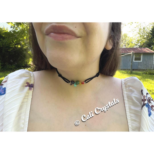 7 Chakras Natural Stone Chip Choker Necklace