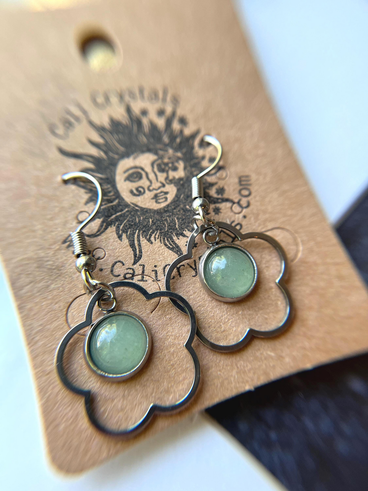 Green Aventurine Natural Stone 90's Vibes Flower Earrings