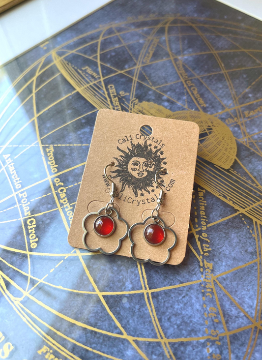 Carnelian Natural Stone 90's Vibes Flower Earrings