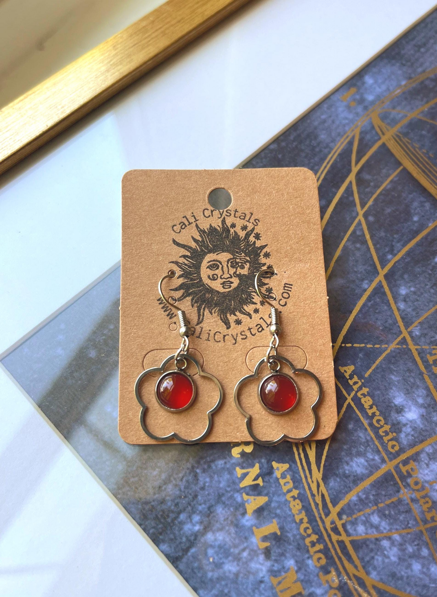 Carnelian Natural Stone 90's Vibes Flower Earrings