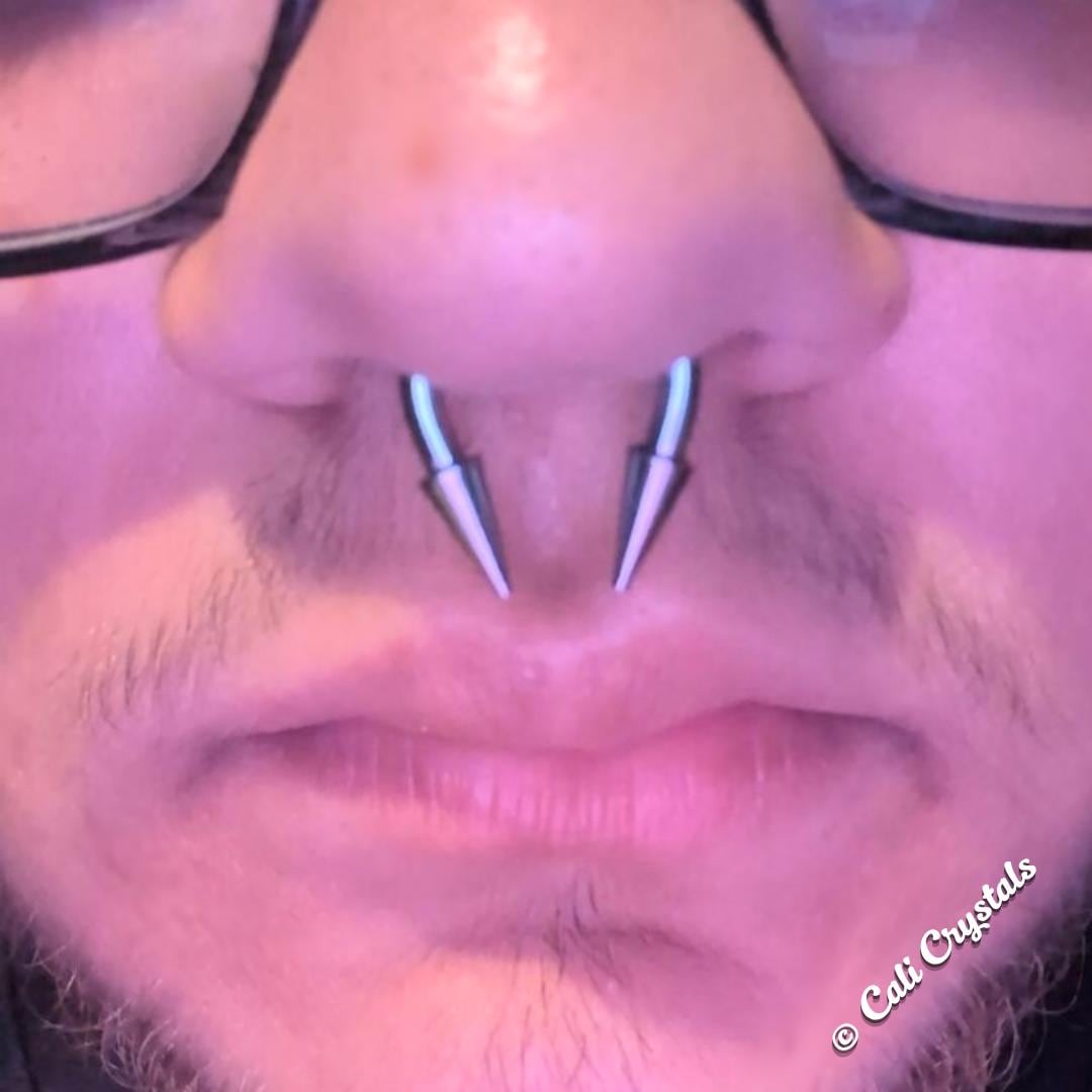 Petite Diameter THICK Gauge 12G (2.0mm) or 10G (2.5mm) Solid 316L Surgical Steel Horseshoe Spiked Septum Ring 3/8" 10mm Piercing Long Spikes