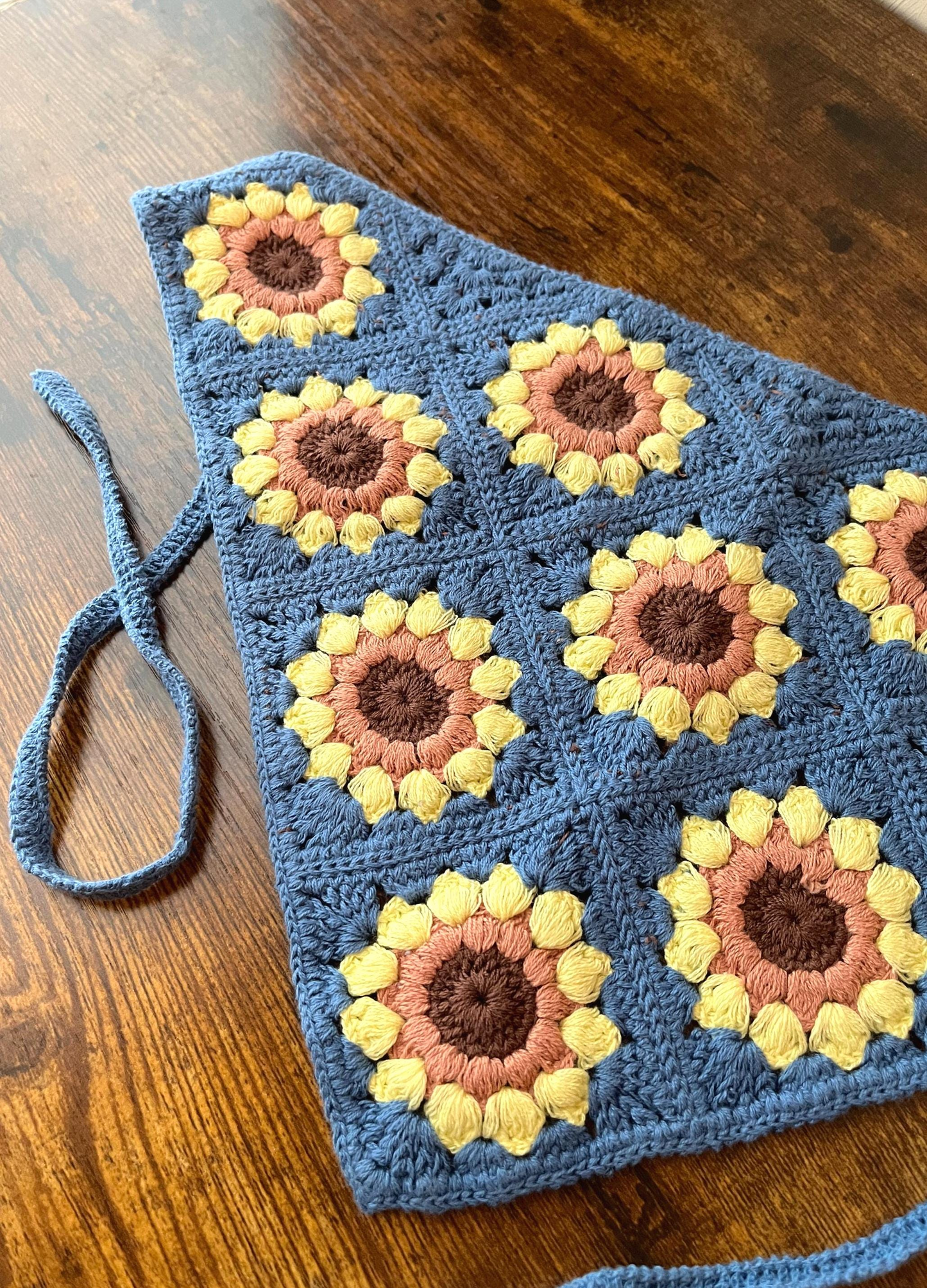 Retro Sunflower Design Crochet Hair Bandana