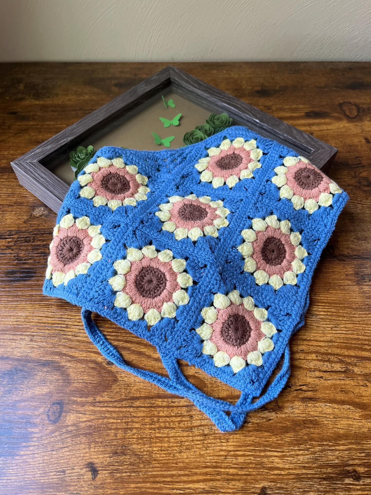 Retro Sunflower Design Crochet Hair Bandana