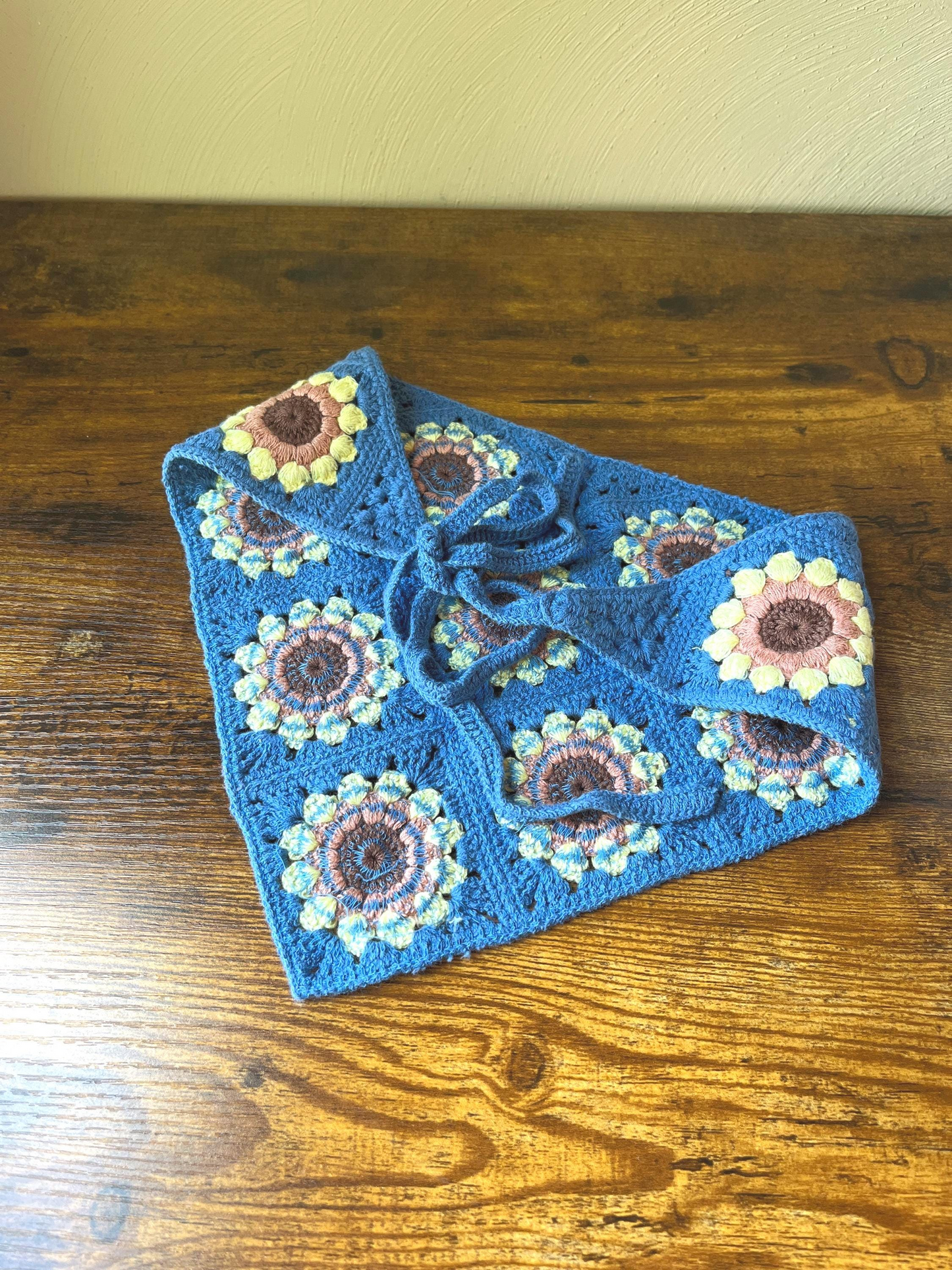 Retro Sunflower Design Crochet Hair Bandana