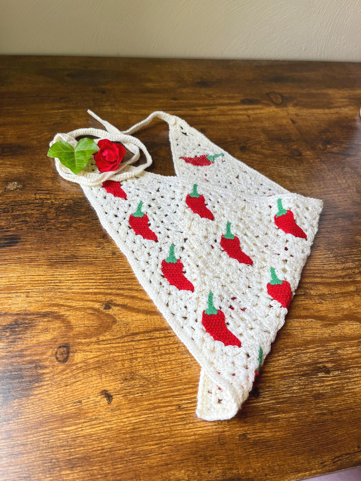 Red Chili Pepper Crochet Hair Bandana