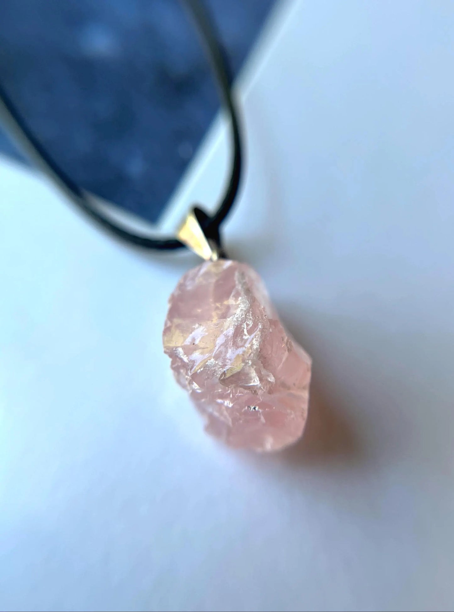 Raw Rose Quartz Natural Stone Pendant Necklace