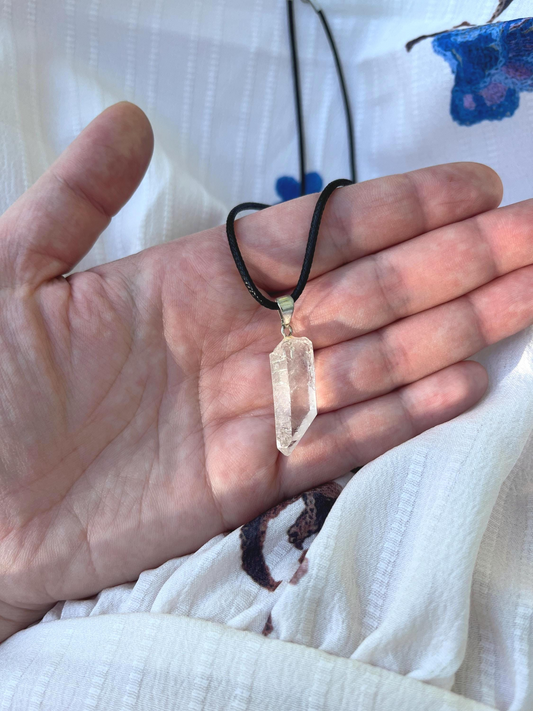 Raw Clear Quartz Natural Stone Pendant Necklace