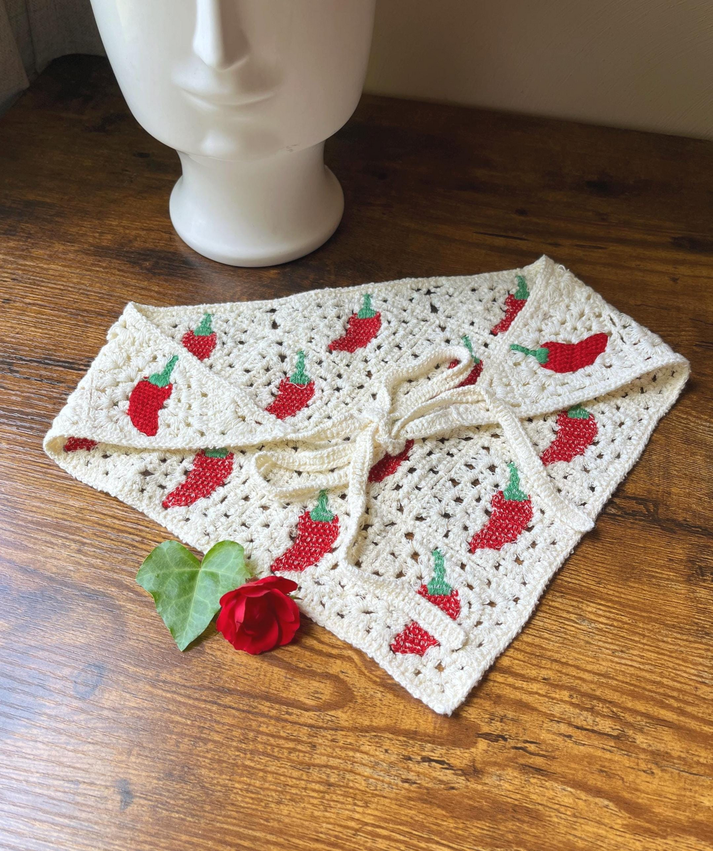 Red Chili Pepper Crochet Hair Bandana