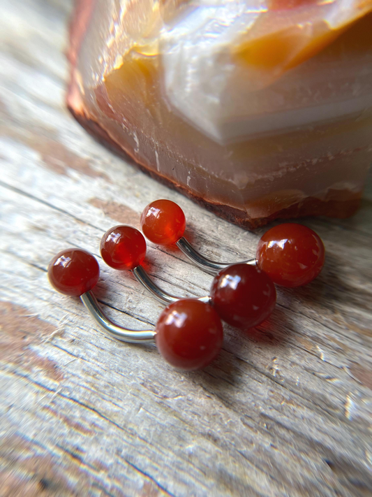 Carnelian Natural Stone Internally Threaded Belly or VCH Barbell