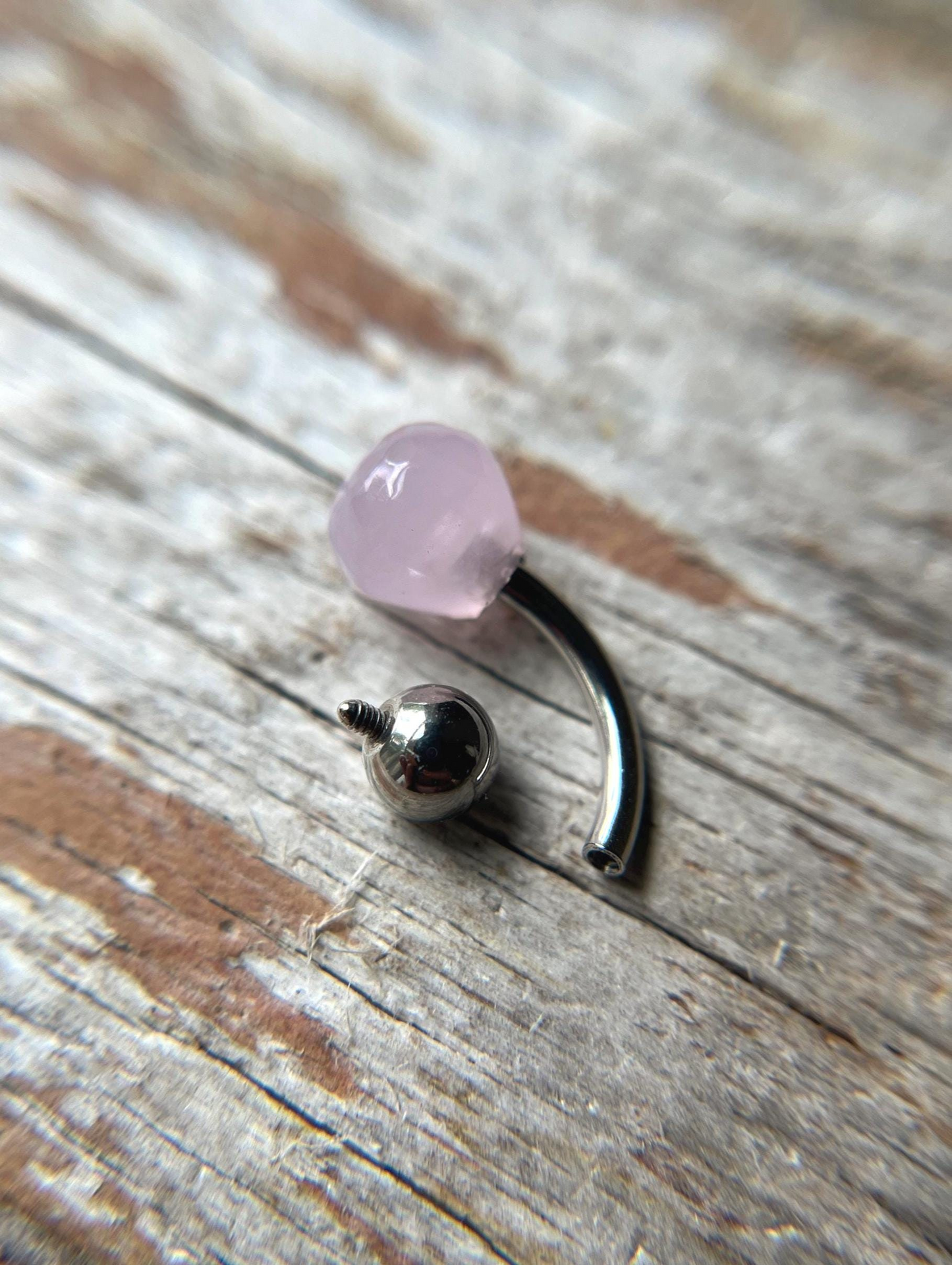 Hydro Quartz Rose Quartz Onion Cut Belly or VCH Barbell