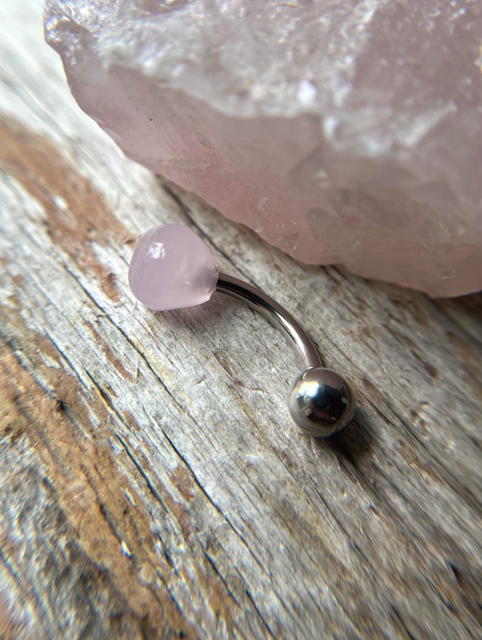 Hydro Quartz Rose Quartz Onion Cut Belly or VCH Barbell