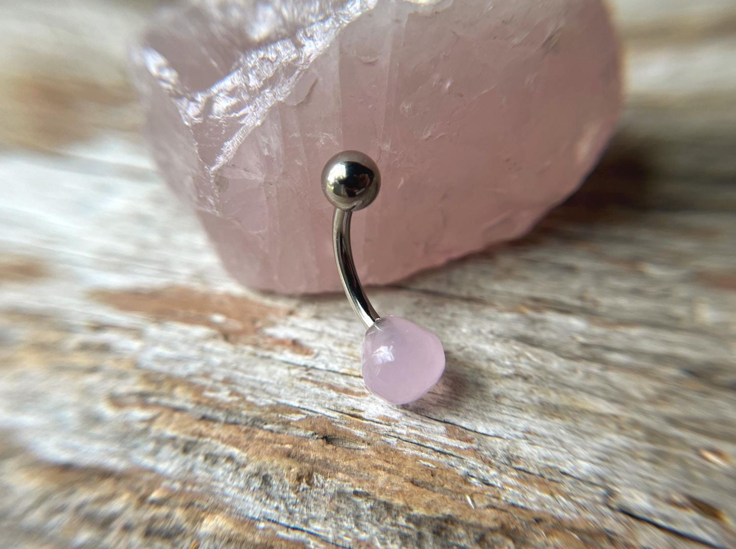 Hydro Quartz Rose Quartz Onion Cut Belly or VCH Barbell