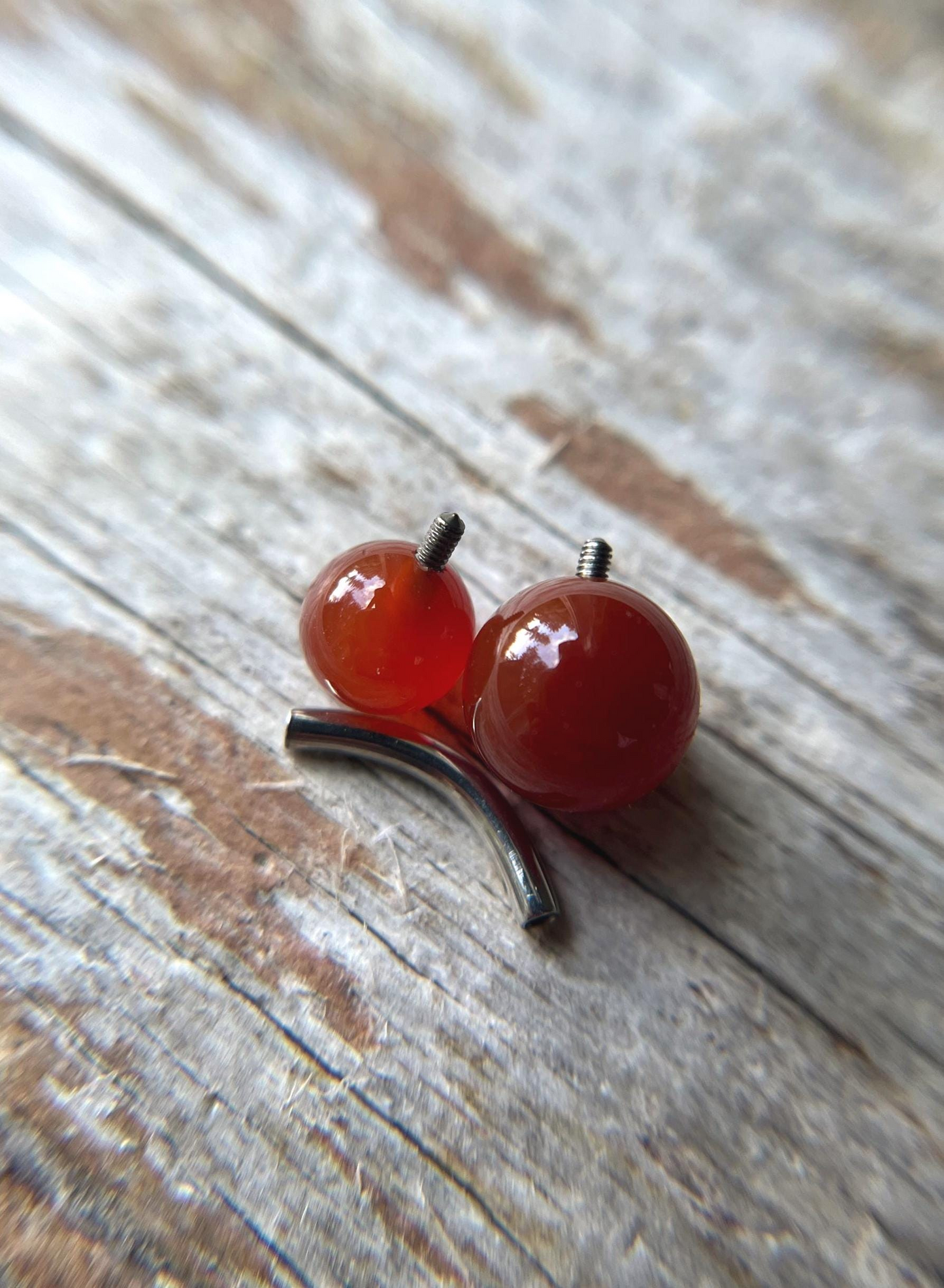 Carnelian Natural Stone Internally Threaded Belly or VCH Barbell