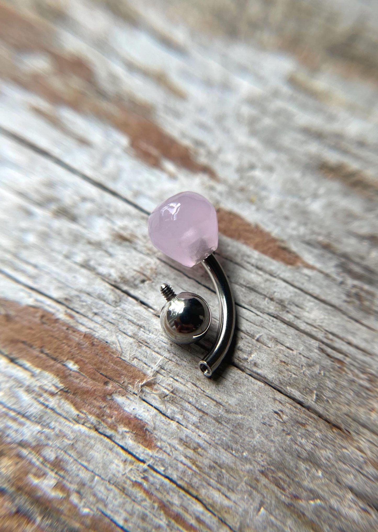 Onion Cut Hydro Quartz Rose Quartz Gold, Black or Steel Belly or VCH Barbell