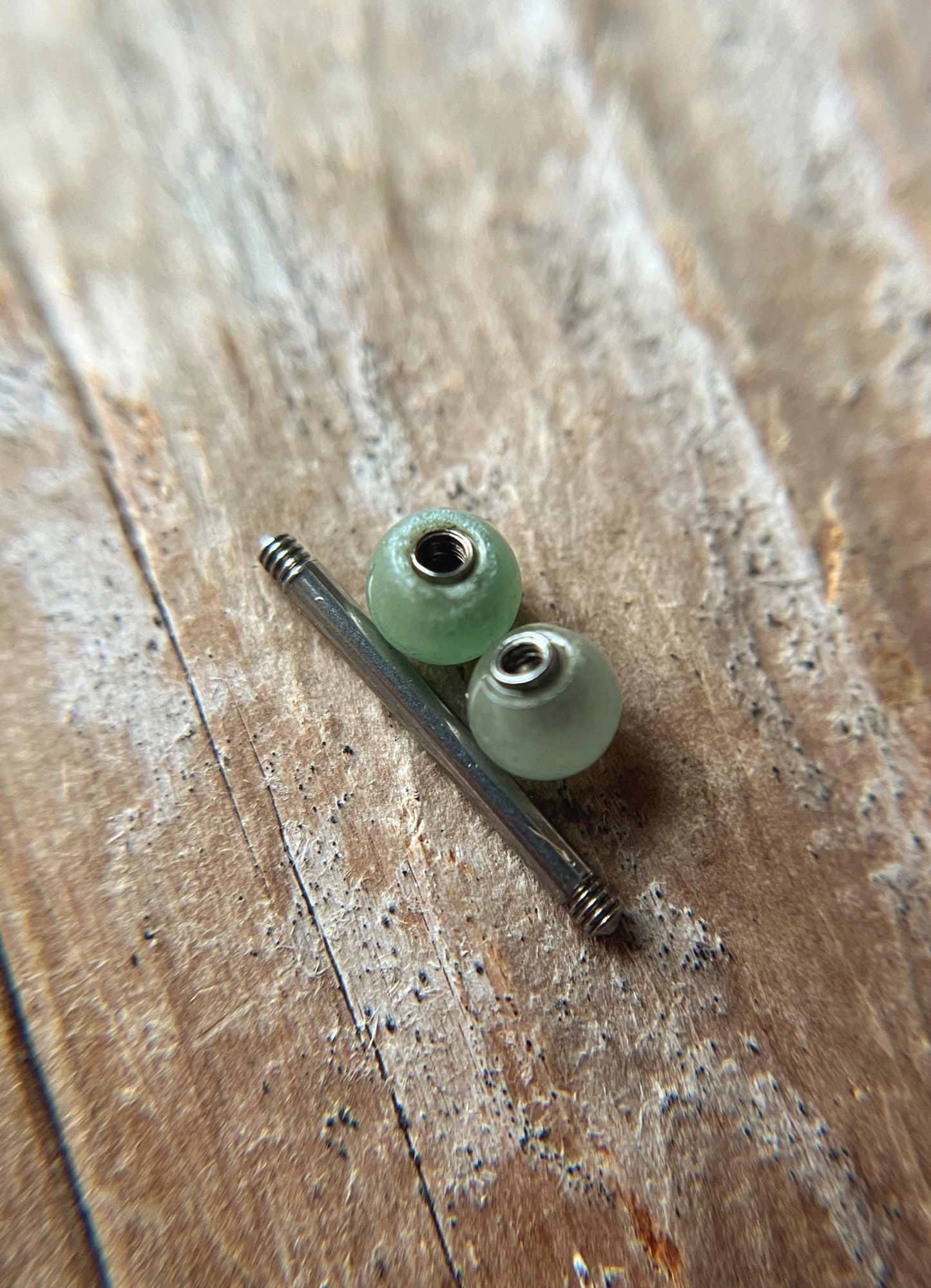 Green Aventurine Natural Stone 316L Surgical Steel Tongue Nipple Barbell