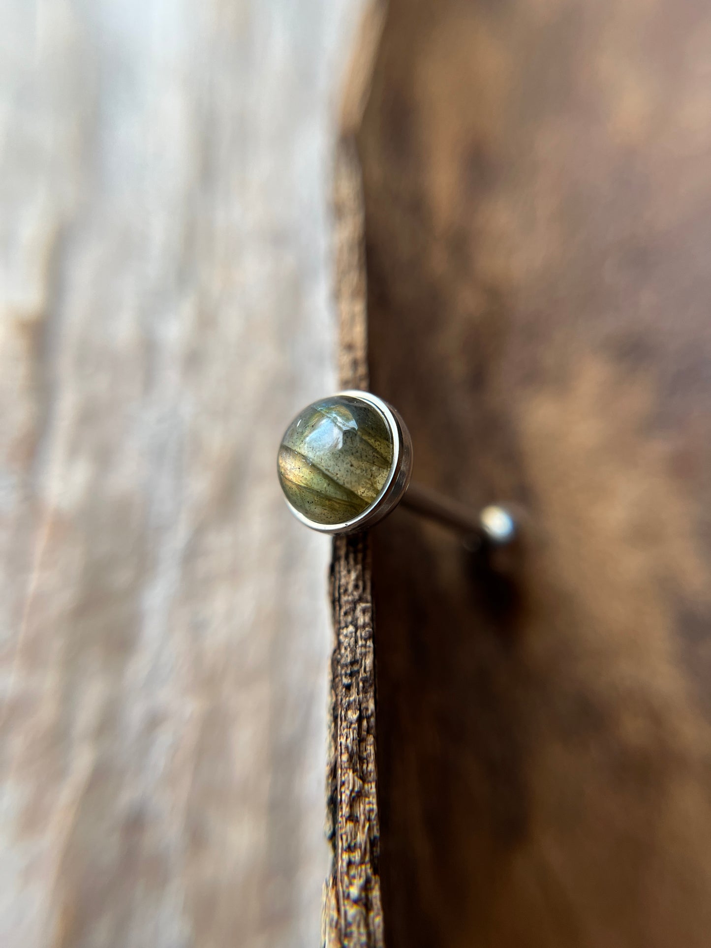 A+ Grade Labradorite Natural Stone Tongue Piercing Barbell