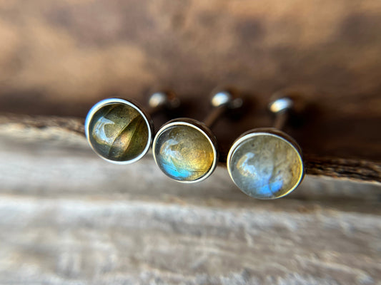 A+ Grade Labradorite Natural Stone Tongue Piercing Barbell