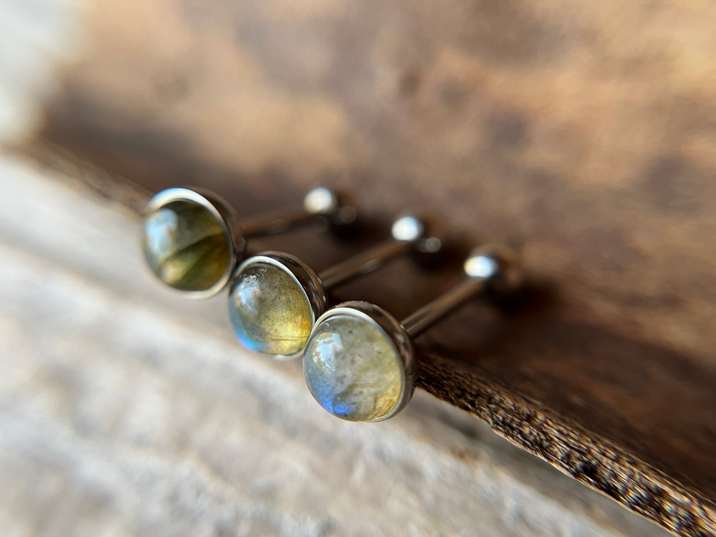 A+ Grade Labradorite Natural Stone Tongue Piercing Barbell