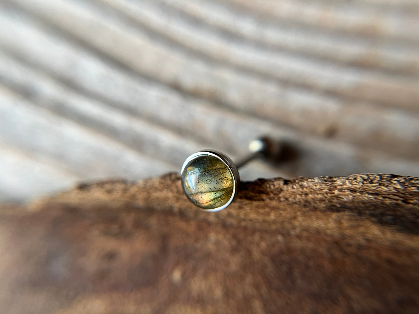 A+ Grade Labradorite Natural Stone Tongue Piercing Barbell