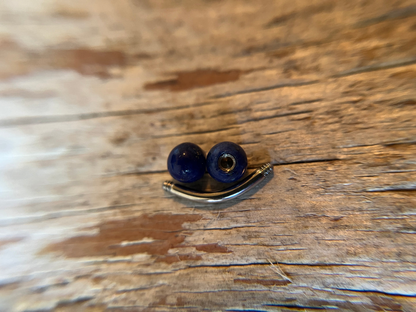 Petite Lapis Lazuli Natural Stone 14G Implant-Grade Titanium Curved Barbell